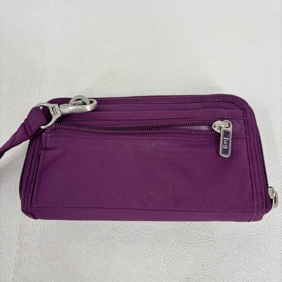 Lug Wristlet Wallet Purple Quilted Nylon Zip Around Card Slots Pockets - Picture 7 of 12
